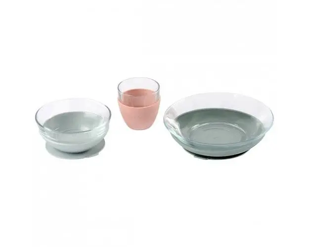 Set de masa 3 piese din sticla DURALEX cu suport antiaderent - Eucalyptus