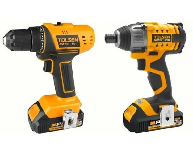 Set masina de insurubat si masina de impact fara fir cu genta, 2x Li-ion 2.0Ah, MP20V - Tolsen