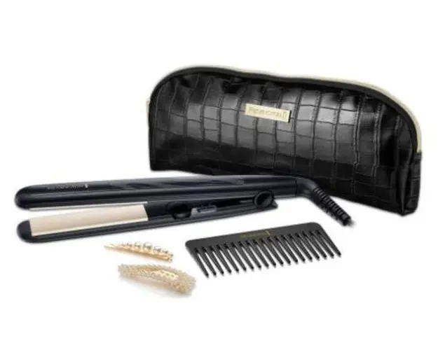Set placa de indreptat parul Remington S3505GP, Invelis ceramic cu turmalina, 150-230 C (Negru)