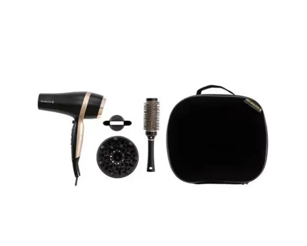 Set Remington D6940GP: Uscator de par 2100W, 2 viteze, 3 trepte temperatura + Perie de par (Negru)