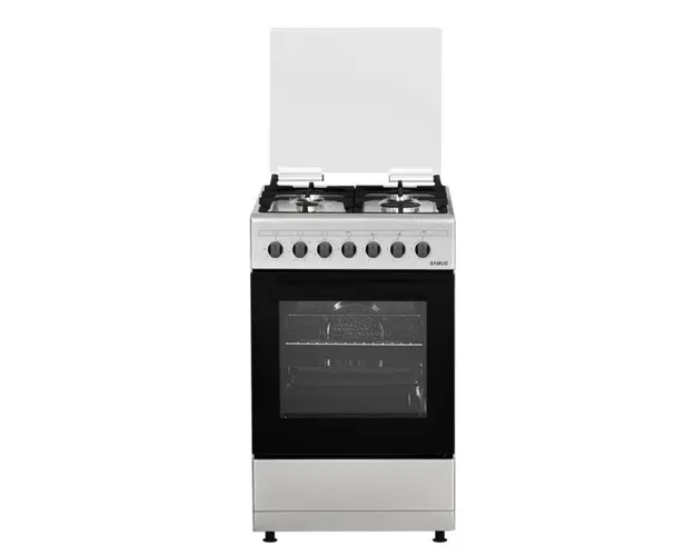 Aragaz mixt Samus SM562AENS INOX, Gaz, 4 Arzatoare, Cuptor electric, 43 L, 50 cm (Argintiu)