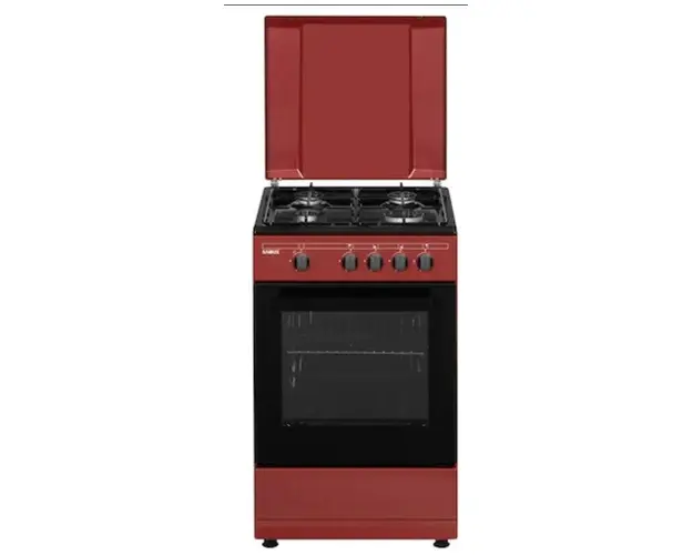 Aragaz Samus SM566APGS BURGUNDY/BLACK, Gaz, 4 Arzatoare, 49 L, 50 cm (Negru/Burgundy)