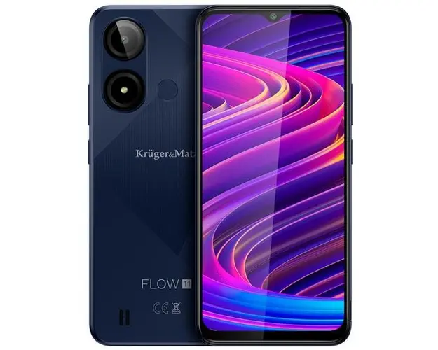 Telefon Mobil Kruger&Matz Flow 11, Procesor Unisoc SC9863A Octa-Core, Ecran IPS 6.56inch, 4GB RAM, 64GB Flash, Camera 13 MP, Wi-Fi, 4G, Dual SIM, Android (Albastru)