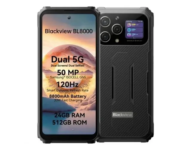 Telefon Mobil Blackview BL8000, Procesor Mediatek Dimensity 7050, IPS LCD Capacitive touchscreen 6.78inch, 12GB RAM, 512GB Flash, Camera Tripla 50+8+2MP, Wi-Fi, 5G, Dual Sim, Android (Negru)