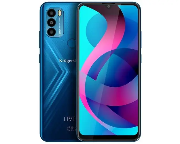 Telefon Mobil Kruger&Matz Live 9, Procesor Octa-Core 2.0 GHz, IPS Capacitive Touchscreen 6.5inch, 4GB RAM, 64GB Flash, 16 MP, 4G, Wi-Fi, Dual Sim, Android (Albastru)