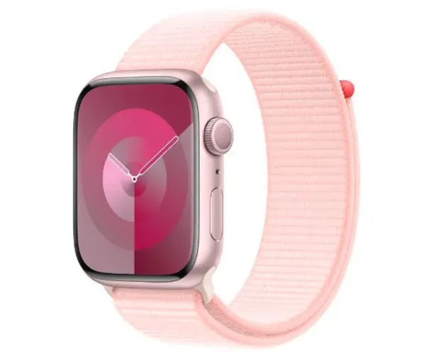 Smartwatch Apple Watch 9 GPS, 45mm Pink Aluminium Case, Light Pink Sport Loop