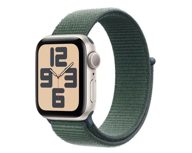 Smartwatch Apple Watch SE (2024), GPS, Carcasa Starlight Aluminium 40mm, ecran LTPO OLED, 32GB, curea Lake Green Sport Loop (Verde)