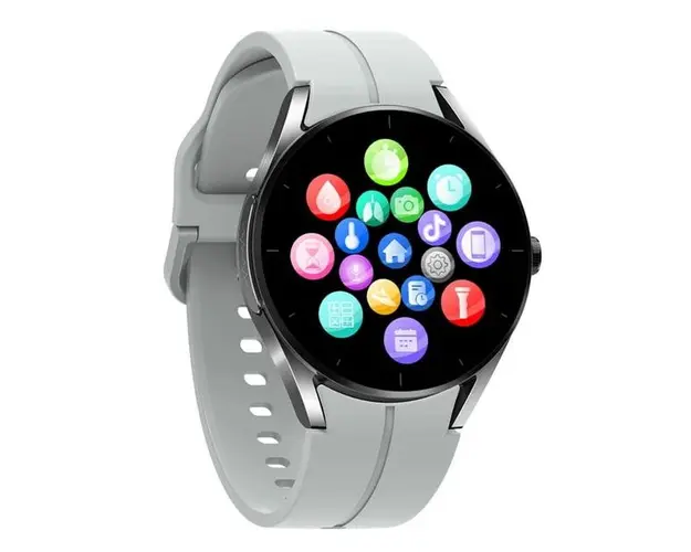 Smartwatch iSEN KS05, Ecran IPS HD 1.32inch, Bluetooth, Waterproof IP67, ECG, Ritm cardiac, Presiune sanguina, Glicemie, Oxigen (Argintiu/Gri)
