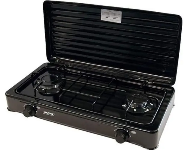 Plita de exterior MPM SMILE-KN-02/1KB, 2 Arzatoare (Negru)