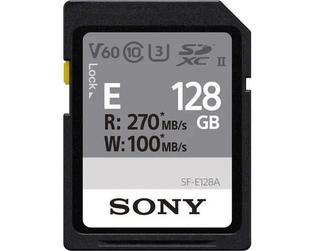 Card de memorie Sony SFE128A, 128GB, SDXC, Clasa 10, UHS-II U3, V60