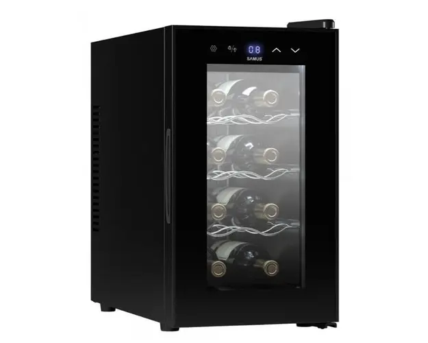 Vitrina de vinuri Samus SRV25CR8, 21 L, Capacitate 8 sticle, Clasa E (Negru)