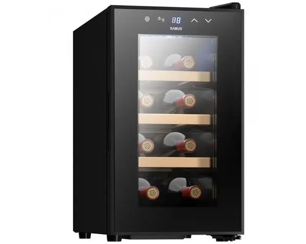 Vitrina de vinuri Samus SRV25LM8, 21 L, Capacitate 8 sticle, Clasa E (Negru)