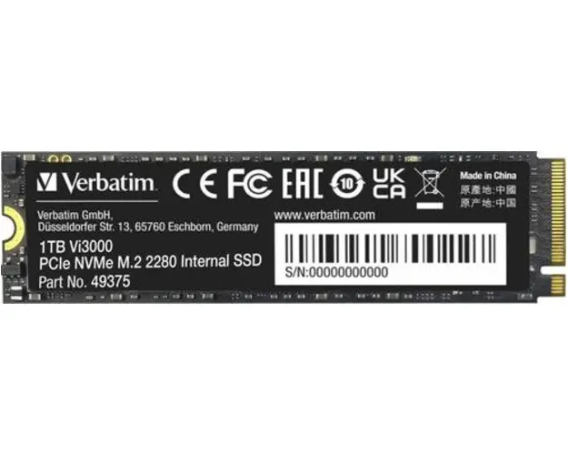 SSD Verbatim Vi3000, 1TB, M.2, PCIe 3.0 x4 NVMe 1.3, 3D NAND TLC