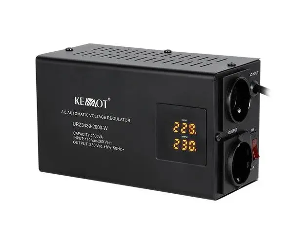 Stabilizator de tensiune automat KEMOT URZ3439, 2000VA/1400 W, 2 x Schuko