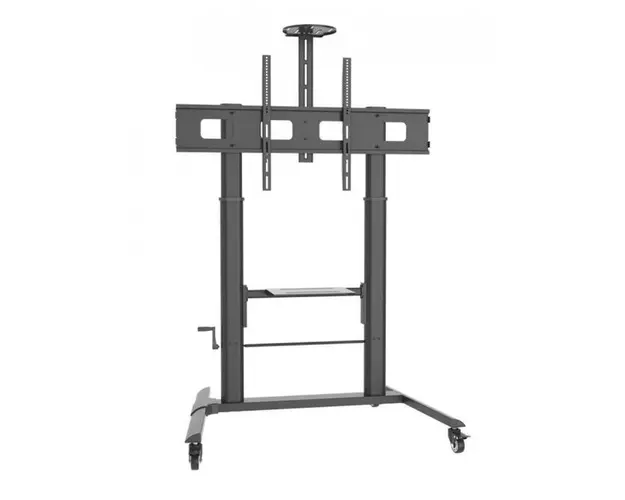 Stand TV mobil pe roti Techly ICA-TR230, raft pentru dispozitive multimedia, 52 - 110 inch, reglabil, Negru