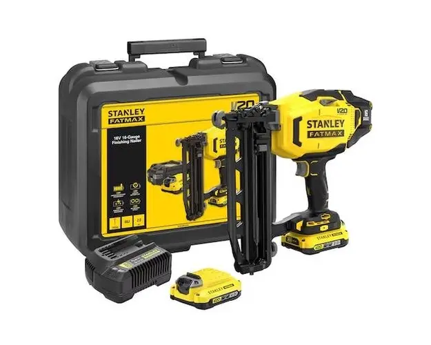 Pistol pentru batut cuie Stanley SFMCN616D2K-QW, 2 acumulatori li-ion, 18 V, 2.0 Ah, incarcator, valiza