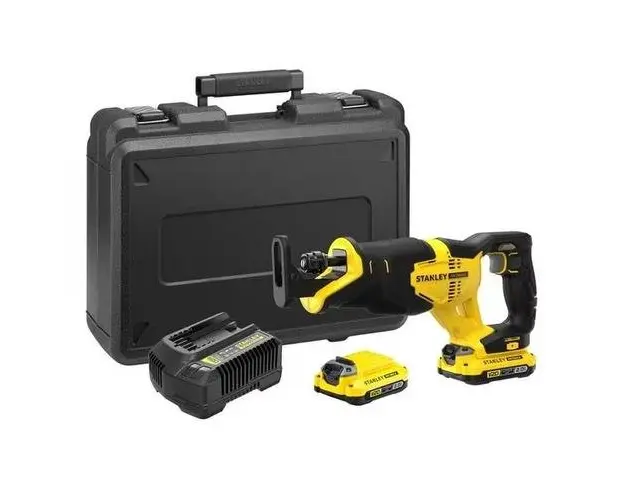 Fierastrau sabie Stanley SFMCS300D2K-QW, 18 V, 2.0 Ah, 25.4 mm, 2 acumulatori, incarcator, valiza (Galben/Negru)