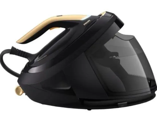 Statie de calcat Philips PerfectCare 8000 PSG8130/80, Optimal Temp, tehnologie DynamiQ, Talpa Steam Glide Elite, 170 g/min, 700 g abur, 8.5 bari, 1800 ml (Negru/Auriu)