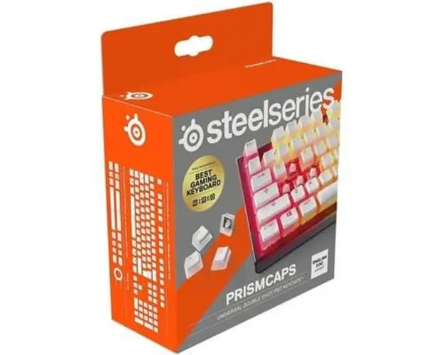 Kit taste pentru tastatura mecanica SteelSeries PrismCAPS, Layout UK (Alb)