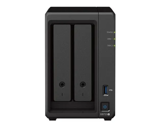 NAS Synology DS723+, Gigabit, 2 Bay-uri, Procesor AMD Ryzen R1600, 2 GB DDR4 (Negru)