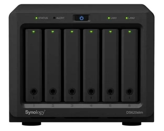 NAS Synology DS620SLIM, 6 Bay-uri, Procesor Intel Celeron J3355, 2.5GHz, 2GB DDR3L