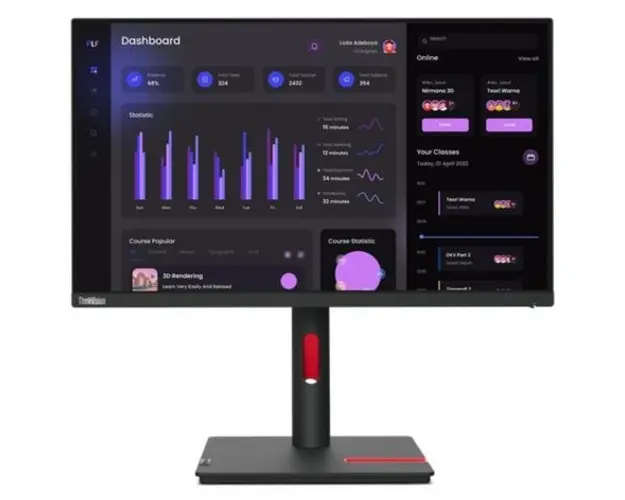 Monitor IPS LED Lenovo 23.8inch T24i-30, Full HD (1920 x 1080), VGA, HDMI, DisplayPort, Pivot, 4 ms (Negru)