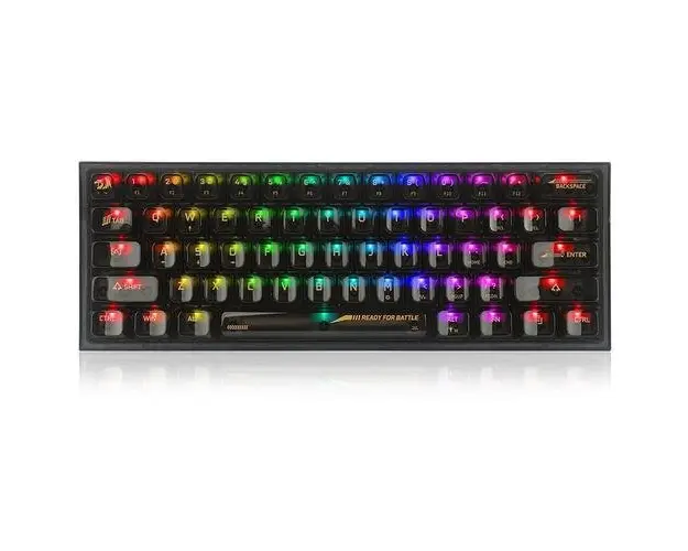 Tastatura Gaming Mecanica Redragon Fizz, iluminare RGB, Cu fir, Switch-uri transparente, Layout US (Negru)
