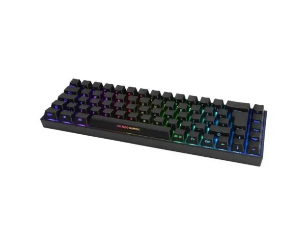 Tastatura Gaming Wireless DELTACO GAMING GAM-100-UK, Iluminare RGB, Kailh Red, Layout UK (Negru)