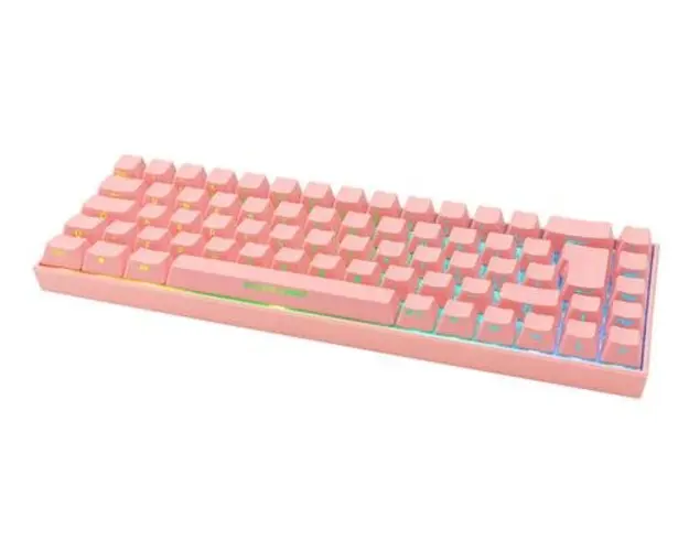 Tastatura Gaming Wireless DELTACO GAMING GAM-100-P-UK, Iluminare RGB, Kailh Red, Layout UK (Roz)