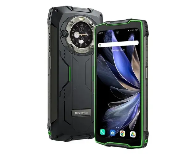 Telefon Mobil Blackview BV9300 Pro, Procesor MTK Helio G99, IPS 6.7inch, 12GB RAM, 256GB Flash, Camera Duala 64 + 8 MP, Wi-Fi, 4G, Dual SIM, Android (Negru/Verde)