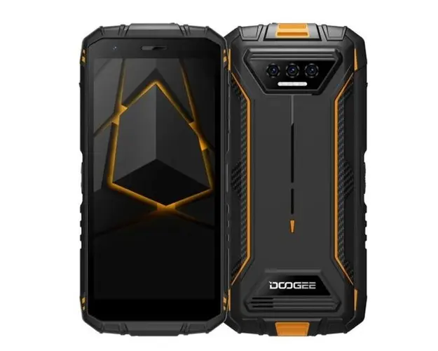 Telefon Mobil Doogee S41T, Procesor Unisoc T606 Octa Core, IPS 5.5inch, 4GB RAM, 64GB Flash, Camera 13MP, 4G, Wi-Fi, Dual Sim, Android (Negru/Portocaliu)