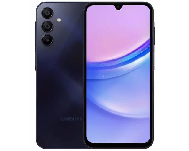 Telefon Mobil Samsung Galaxy A15, Procesor Mediatek Helio G99 Octa-Core, Super AMOLED Touchscreen 6.5inch, 4GB RAM, 128GB Flash, Camera Tripla 50+5+2MP, Wi-Fi, 4G, Dual Sim, Android (Negru/Albastru)