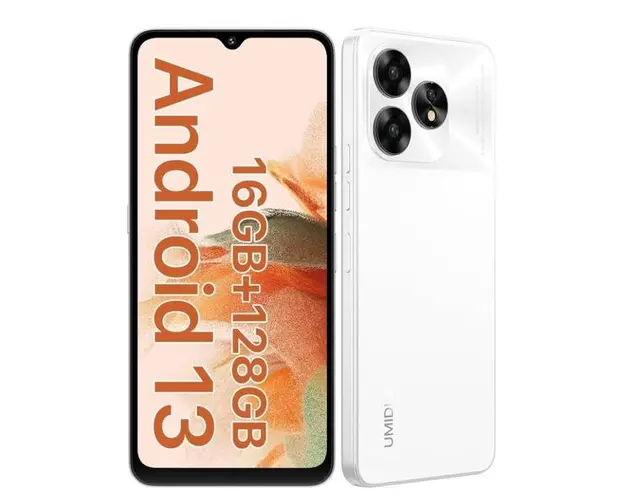 Telefon Mobil Umidigi A15C, Procesor Unisoc T606 Octa Core, IPS 6.7inch, 8GB RAM, 128GB Flash, Camera Tripla 48 + 8 + 5 MP, Wi-Fi, 4G, Dual Sim, Android (Alb)
