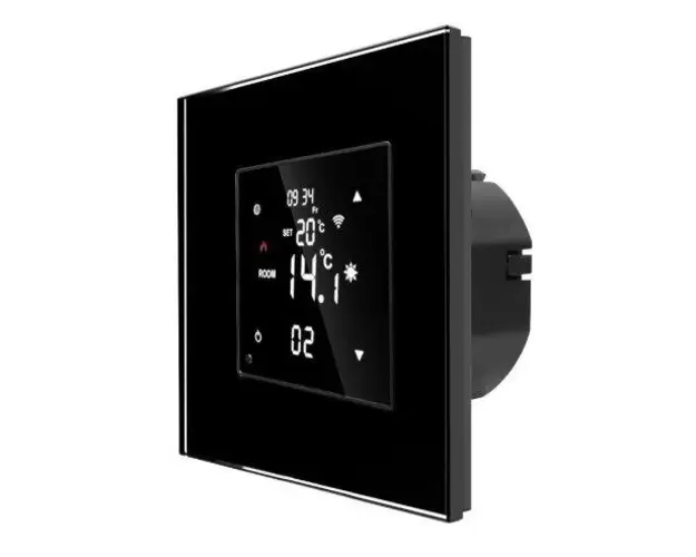 Termostat Wi-Fi pentru incalzirea electrica LUXION cu Rama din Sticla (Negru)