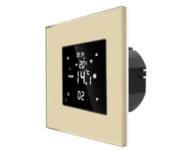 Termostat Wi-Fi pentru incalzirea electrica LUXION cu Rama din Sticla (Auriu)