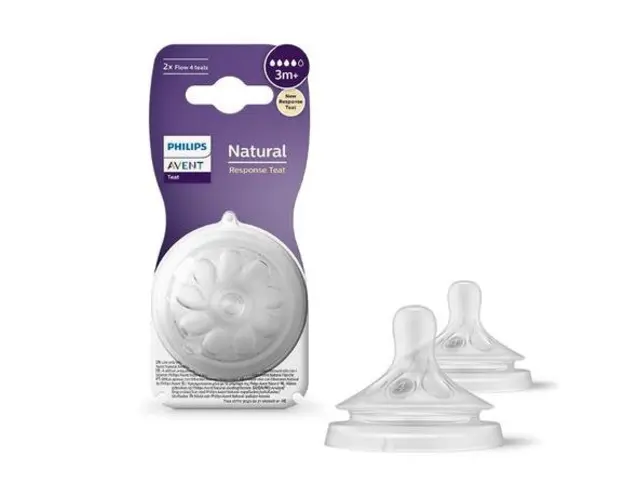 Set 2 tetine silicon Philips Avent Natural Response SCY964/02, +3 luni, Debit 4 (Transparent)