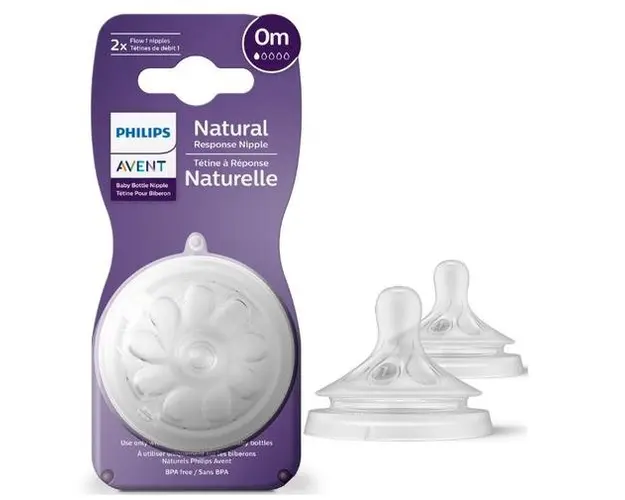Set 2 tetine silicon Philips Avent Natural Response SCY961/02, 0 luni, Debit 1 (Transparent)