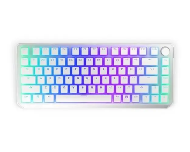 Tastatura Mecanica Thock 75% Wireless, iluminare RGB, Bluetooth, Switch Kailh Box Red, Layout US (Alb)