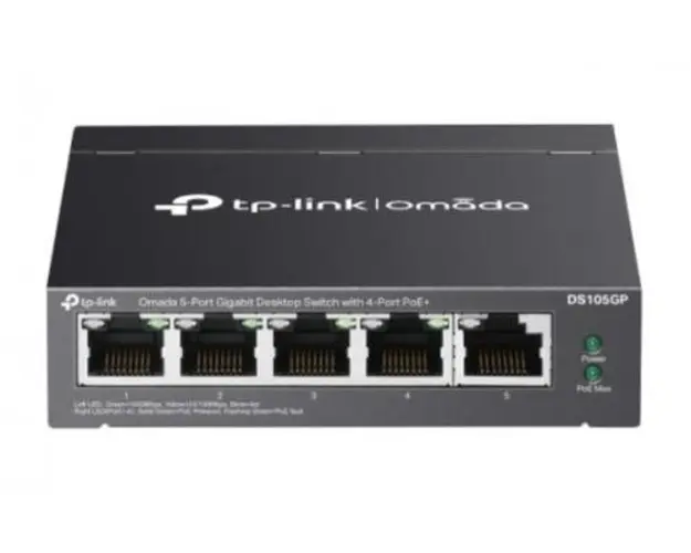 Switch TP-Link Omada DS105GP, 4 porturi, Gigabit, PoE+
