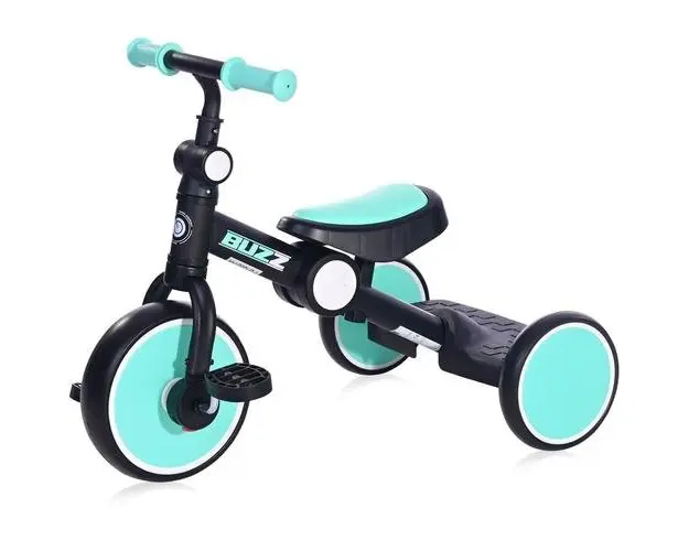 Tricicleta pentru copii Lorelli Buzz, complet pliabila, Negru/Turcoaz