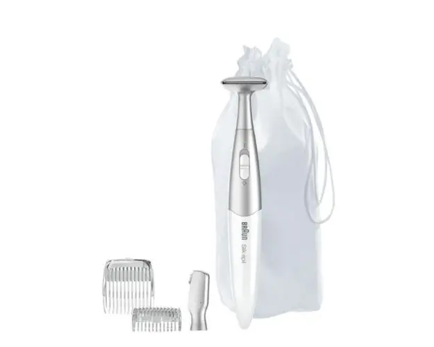 Trimmer Braun Silk-épil FG1100 3 in 1, 4 accesorii, Saculet pentru voiaj, Alb