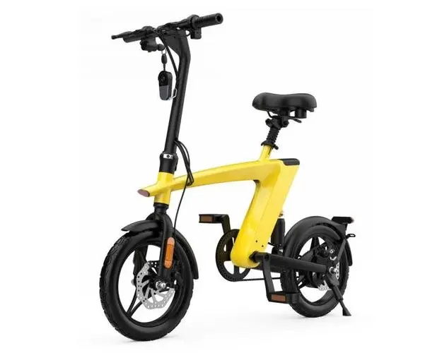 Bicicleta electrica iSEN H1 Flying Fish, Viteza maxima 25Km/h, Autonomie full electric 25 - 35Km, Motor 250W, IP54, roti 14inch (Galben) 