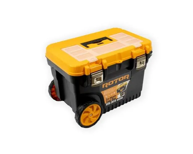 Trusa de transport scule Rotor 14815, 3 compartimente, 105 l, pe roti (Galben/Negru)
