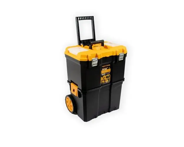 Trusa de transport scule Rotor 14818, 2 compartimente, 100 l, pe roti (Galben/Negru)