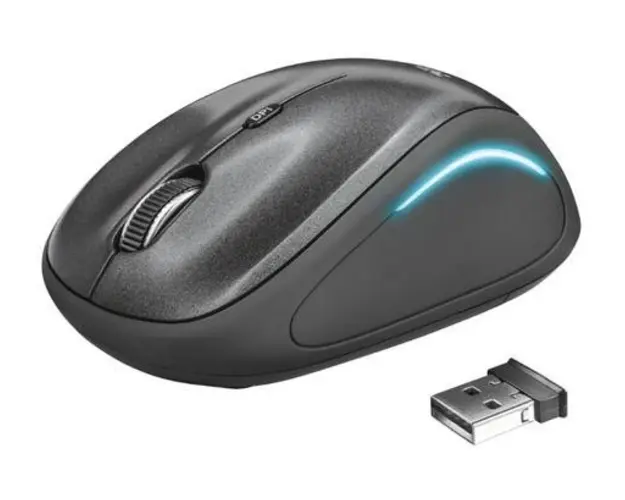 Mouse Wireless Trust Yvi FX, 1600 DPI (Negru)