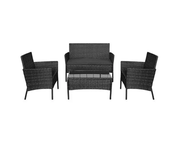Set mobilier de gradina cu masa Teesa TSA9008, 4 piese (Negru)