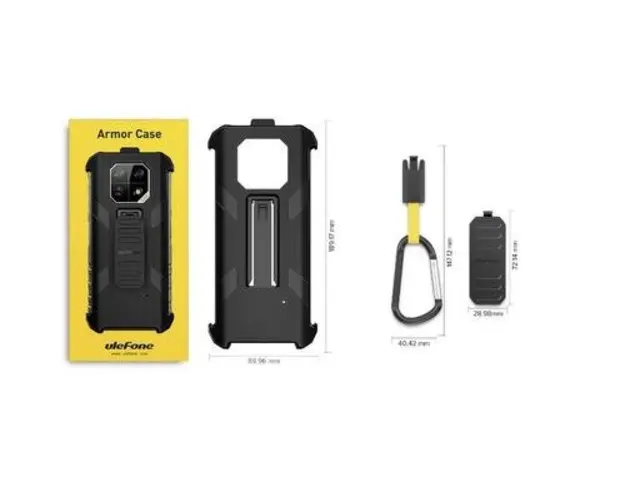 Carcasa de protectie multifunctionala pentru Ulefone Armor 22 cu clema si carabina (Negru)