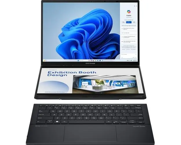 Ultrabook Asus ZenBook Duo OLED UX8406MA (Procesor Intel® Core™ Ultra 9 185H (24M Cache, up to 5.10 GHz) 14inch 3K 120Hz Touch, 32GB DDR5X, 2TB SSD, Intel® Arc™ Graphics, Win 11 Pro, Gri)