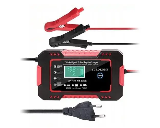 Redresor automat Eurokomp 12V 6A E6165, afisaj LCD, 100W