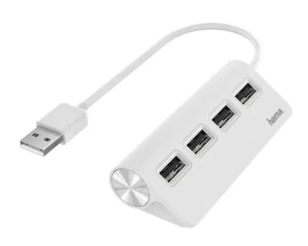 USB Hub Hama 200120, 4 porturi, USB 2.0 (Alb)